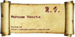 Mehsam Veszta névjegykártya